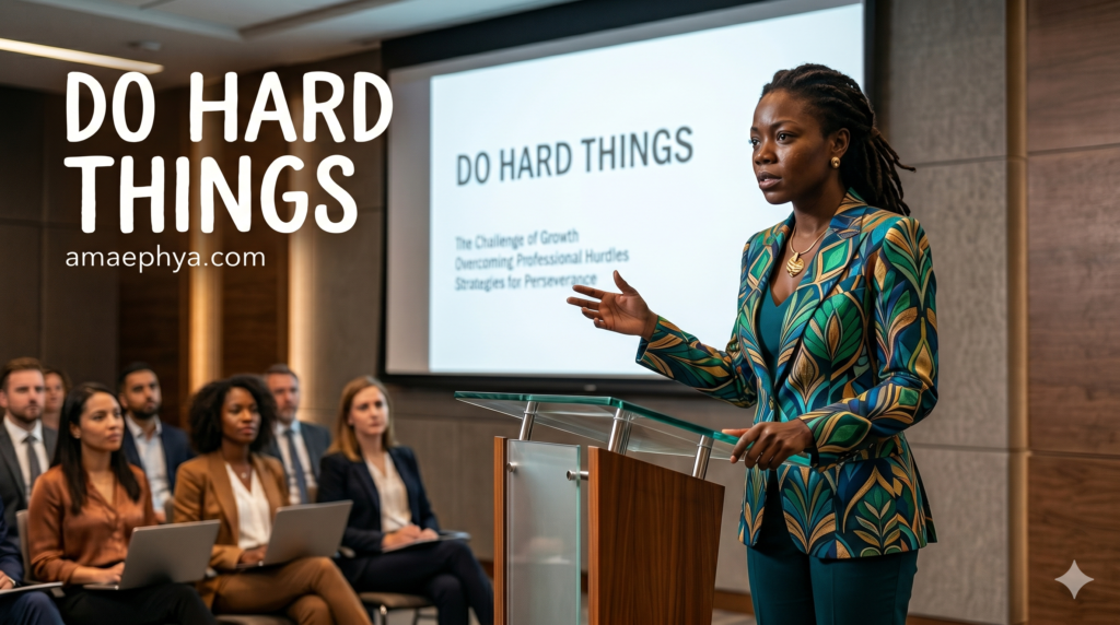 Young Ghanaian person sitting thoughtfully, representing self-discipline, personal growth, and doing hard things.
